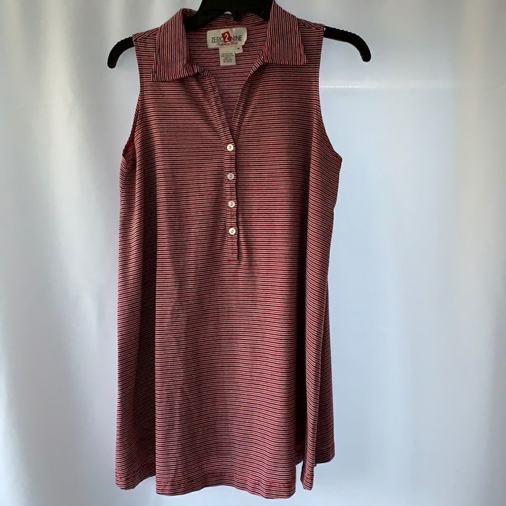 Zero 2 Nine medium sleeveless maternity top in red, white and navy